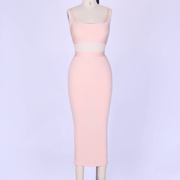 Two Piece Bandage Crop Top & Midi Skirt #1310 - Picture 2 of 5